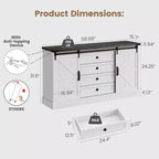 Meuble buffet avec rangement, meuble TV de style rustique avec porte coulissante en forme de grange, grande table de buffet pour salle à manger, cuisine et salon
