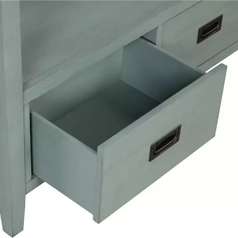 Console de 91 cm, Meuble d'entrée style ferme, Buffet en bois massif, Table de canapé avec 4 tiroirs et 1 étagère de rangement pour entrée, couloir, cuisine