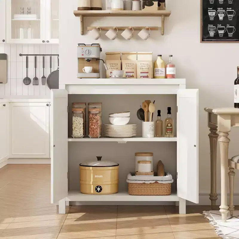 Buffet en rotin Mid-Century avec portes et étagère réglable, Console d'appoint rétro