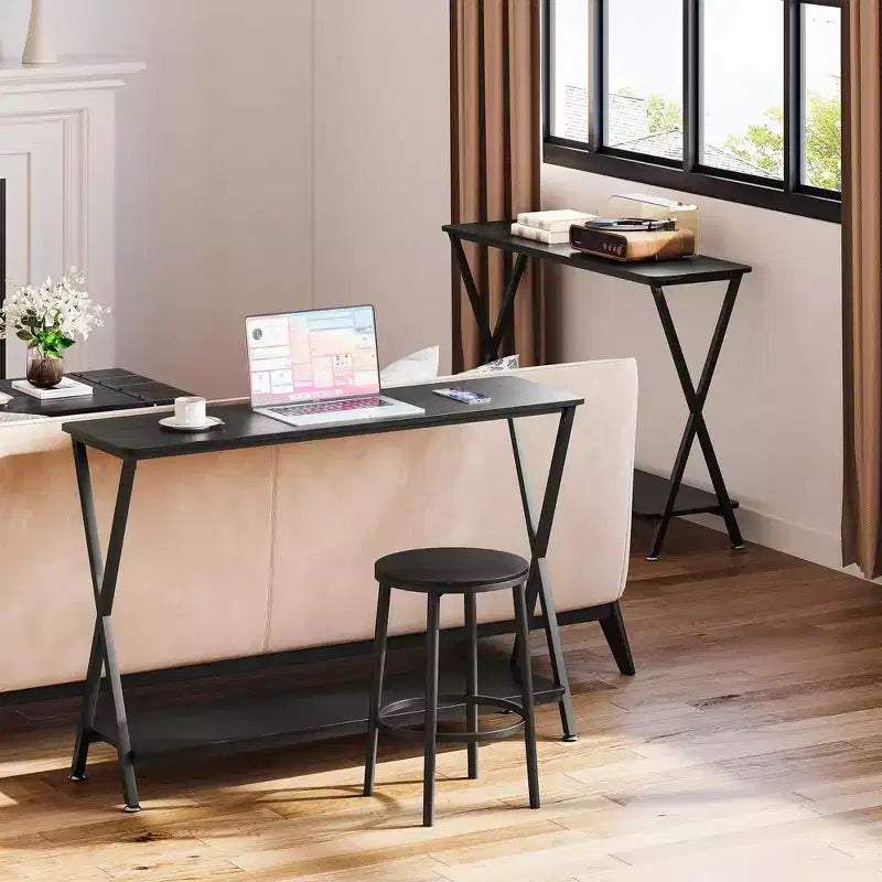 Console étroite à 2 niveaux, Petite table d'appoint avec étagères pour entrée, couloir et salon
