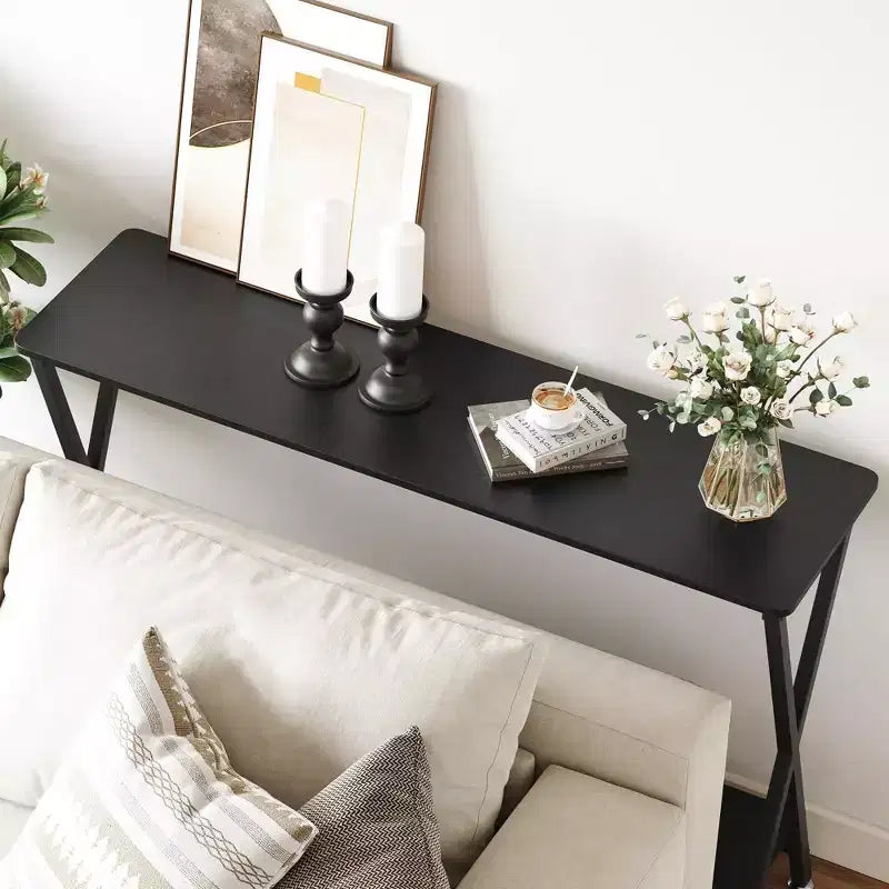 Console étroite à 2 niveaux, Petite table d'appoint avec étagères pour entrée, couloir et salon
