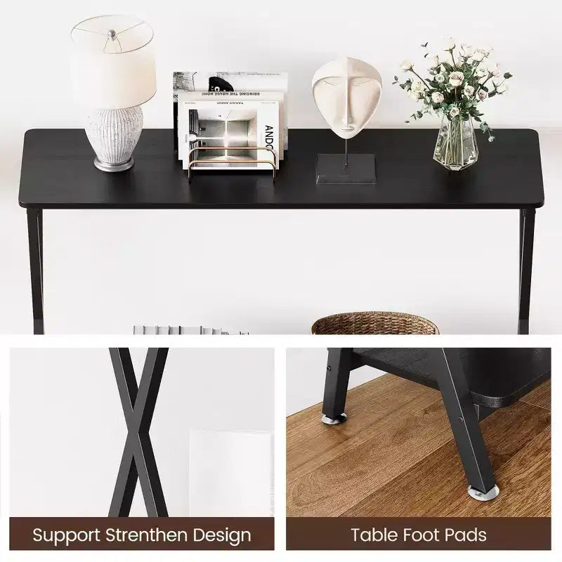 Console étroite à 2 niveaux, Petite table d'appoint avec étagères pour entrée, couloir et salon