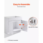Meuble bas d'évier Shaker non assemblé de 36 po, blanc, prêt à assembler, 36L x 24P x 34.5H
