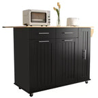 Îlot de cuisine avec abattant, chariot de rangement avec organisateur d'armoire coulissant à 3 niveaux, étagère interne, chariot roulant avec porte-serviettes et 2 tiroirs