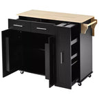 Îlot de cuisine avec abattant, chariot de rangement avec organisateur d'armoire coulissant à 3 niveaux, étagère interne, chariot roulant avec porte-serviettes et 2 tiroirs
