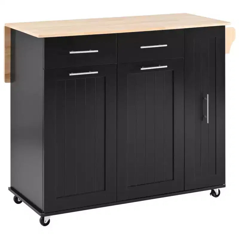 Îlot de cuisine avec abattant, chariot de rangement avec organisateur d'armoire coulissant à 3 niveaux, étagère interne, chariot roulant avec porte-serviettes et 2 tiroirs