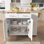 Îlot de cuisine avec abattant, chariot de rangement avec organisateur d'armoire coulissant à 3 niveaux, étagère interne, chariot roulant avec porte-serviettes et 2 tiroirs