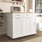 Îlot de cuisine avec abattant, chariot de rangement avec organisateur d'armoire coulissant à 3 niveaux, étagère interne, chariot roulant avec porte-serviettes et 2 tiroirs
