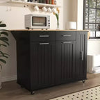 Îlot de cuisine avec abattant, chariot de rangement avec organisateur d'armoire coulissant à 3 niveaux, étagère interne, chariot roulant avec porte-serviettes et 2 tiroirs