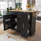 Kitchen Island with Drop Leaf, Storage Cart with 3 Tier Pull Out Cabinet Organizer, Internal Rack, Rolling Cart with Towel Rack & 2 Drawers