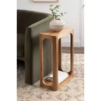 Table d'appoint en bois fin, design minimaliste, profil étroit, table d'appoint pour salon et chambre