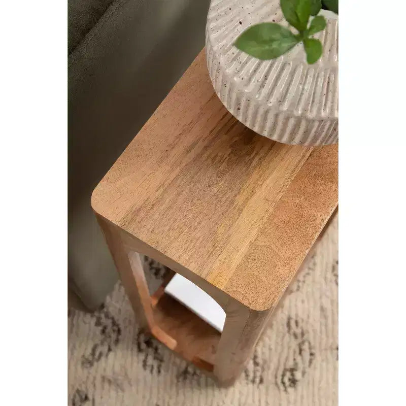 Table d'appoint en bois fin, design minimaliste, profil étroit, table d'appoint pour salon et chambre