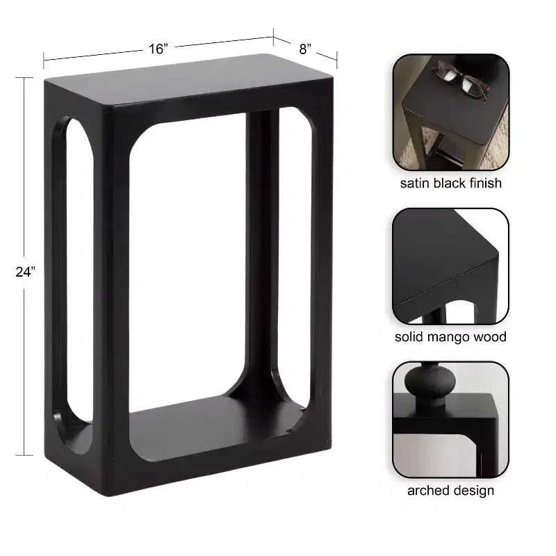 Table d'appoint en bois fin, design minimaliste, profil étroit, table d'appoint pour salon et chambre