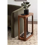Table d'appoint en bois fin, design minimaliste, profil étroit, table d'appoint pour salon et chambre