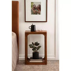 Table d'appoint en bois fin, design minimaliste, profil étroit, table d'appoint pour salon et chambre