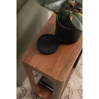 Table d'appoint en bois fin, design minimaliste, profil étroit, table d'appoint pour salon et chambre