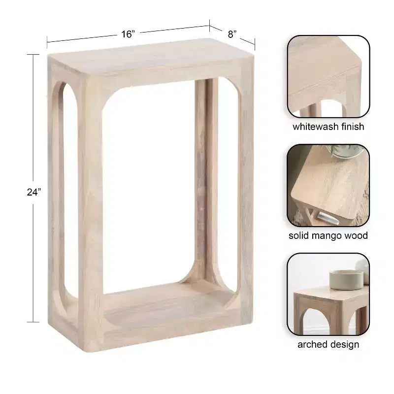 Table d'appoint en bois fin, design minimaliste, profil étroit, table d'appoint pour salon et chambre