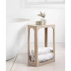Table d'appoint en bois fin, design minimaliste, profil étroit, table d'appoint pour salon et chambre