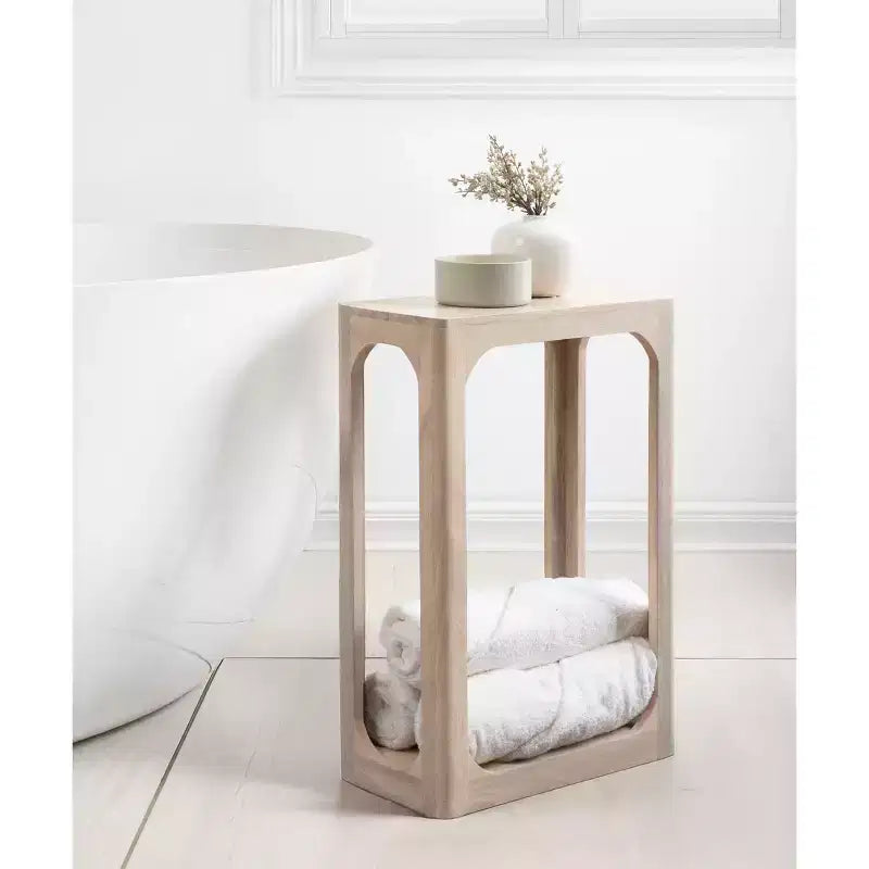 Table d'appoint en bois fin, design minimaliste, profil étroit, table d'appoint pour salon et chambre