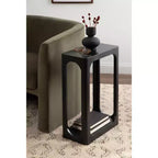Table d'appoint en bois fin, design minimaliste, profil étroit, table d'appoint pour salon et chambre