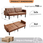 Canapé convertible double, Canapé inclinable réglable sur 3 positions, Conception surélevée pour un nettoyage facile, Canapé pliant moderne pour salon, appartement, bureau
