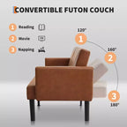 Canapé convertible double, Canapé inclinable réglable sur 3 positions, Conception surélevée pour un nettoyage facile, Canapé pliant moderne pour salon, appartement, bureau