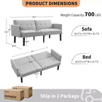 Canapé convertible double, Canapé inclinable réglable sur 3 positions, Conception surélevée pour un nettoyage facile, Canapé pliant moderne pour salon, appartement, bureau