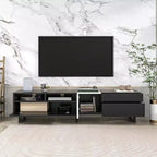 Meuble TV Moderne, Meuble TV pour Téléviseurs jusqu'à 80 pouces, Meuble de Divertissement avec Tiroirs et Étagères Ouvertes, Assemblage Facile