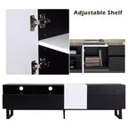 Meuble TV Moderne, Meuble TV pour Téléviseurs jusqu'à 80 pouces, Meuble de Divertissement avec Tiroirs et Étagères Ouvertes, Assemblage Facile