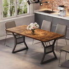 Table à manger de style industriel de 180 cm pour 4 à 6 personnes, table de cuisine rectangulaire en bois avec pieds en métal pour salon et salle à manger.