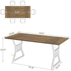 Table à manger de style industriel de 180 cm pour 4 à 6 personnes, table de cuisine rectangulaire en bois avec pieds en métal pour salon et salle à manger.