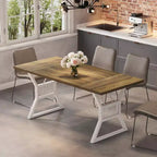 Table à manger de style industriel de 180 cm pour 4 à 6 personnes, table de cuisine rectangulaire en bois avec pieds en métal pour salon et salle à manger.