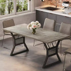 Table à manger de style industriel de 180 cm pour 4 à 6 personnes, table de cuisine rectangulaire en bois avec pieds en métal pour salon et salle à manger.