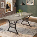 Table à manger de style industriel de 180 cm pour 4 à 6 personnes, table de cuisine rectangulaire en bois avec pieds en métal pour salon et salle à manger.