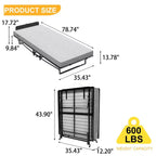 Cadre de lit pliant en métal avec matelas à ressorts ensachés en mousse, rangement facile, 4 roulettes