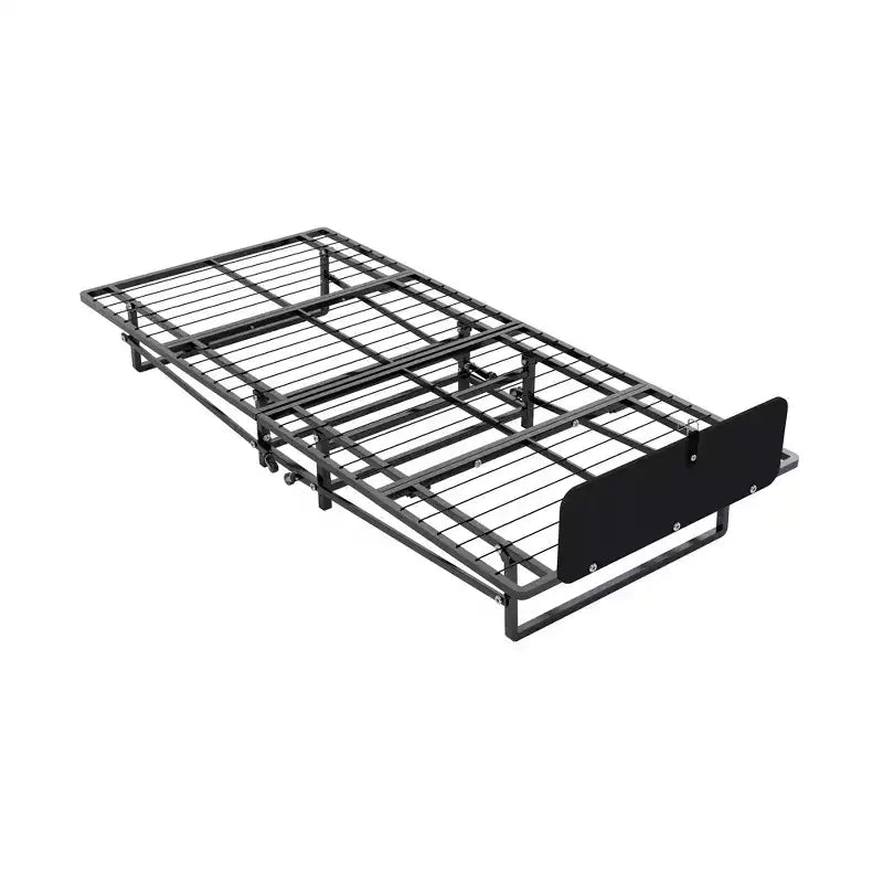 Cadre de lit pliant en métal avec matelas à ressorts ensachés en mousse, rangement facile, 4 roulettes