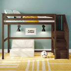 Lit superposé mezzanine double classique avec escalier, Meubles de chambre d'enfant, Design compact