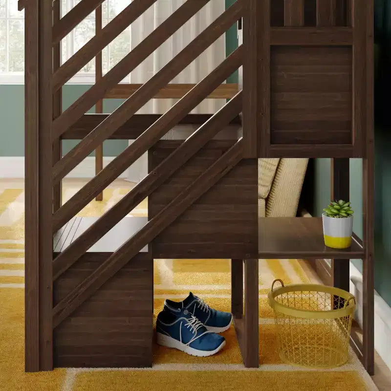Lit superposé mezzanine double classique avec escalier, Meubles de chambre d'enfant, Design compact