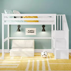Lit superposé mezzanine double classique avec escalier, Meubles de chambre d'enfant, Design compact
