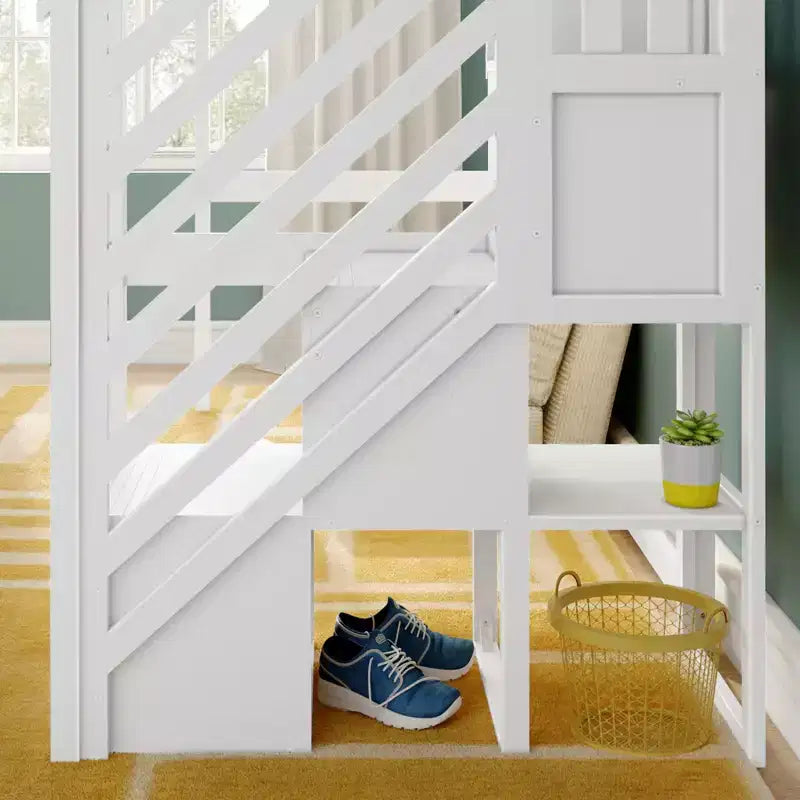 Lit superposé mezzanine double classique avec escalier, Meubles de chambre d'enfant, Design compact