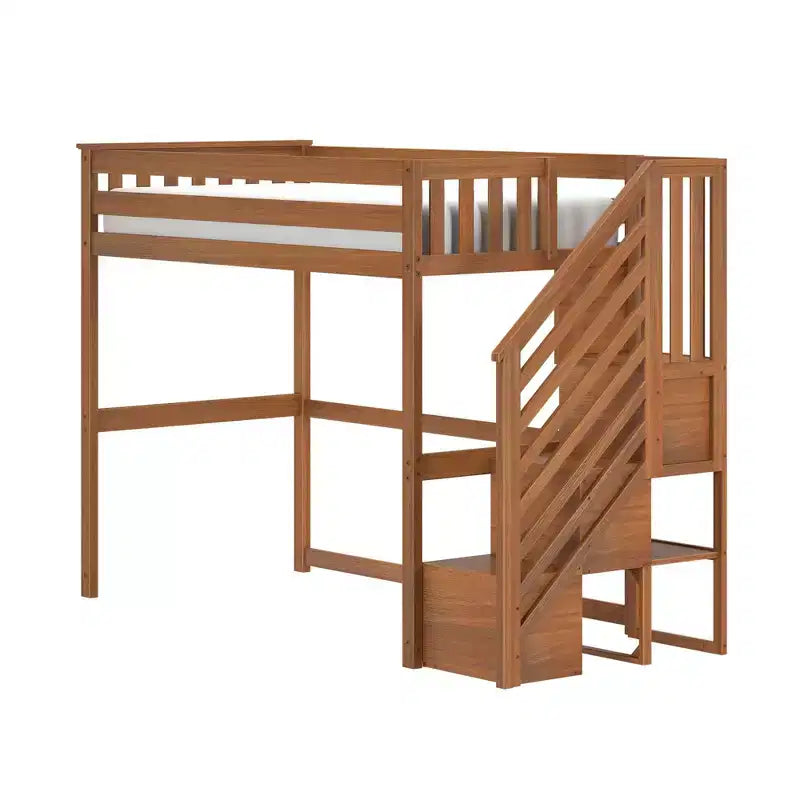 Lit superposé mezzanine double classique avec escalier, Meubles de chambre d'enfant, Design compact