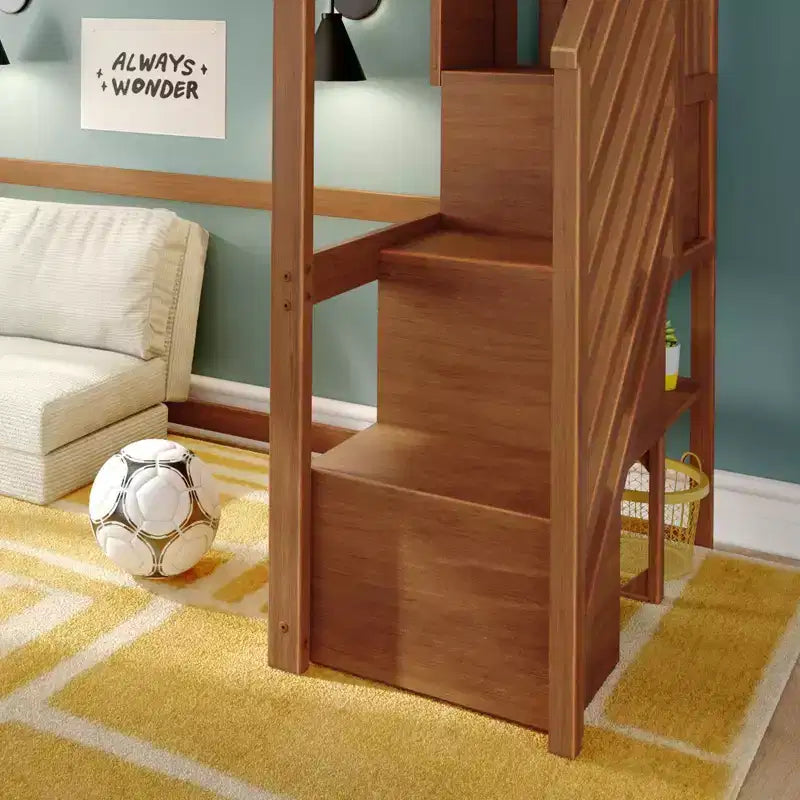 Lit superposé mezzanine double classique avec escalier, Meubles de chambre d'enfant, Design compact