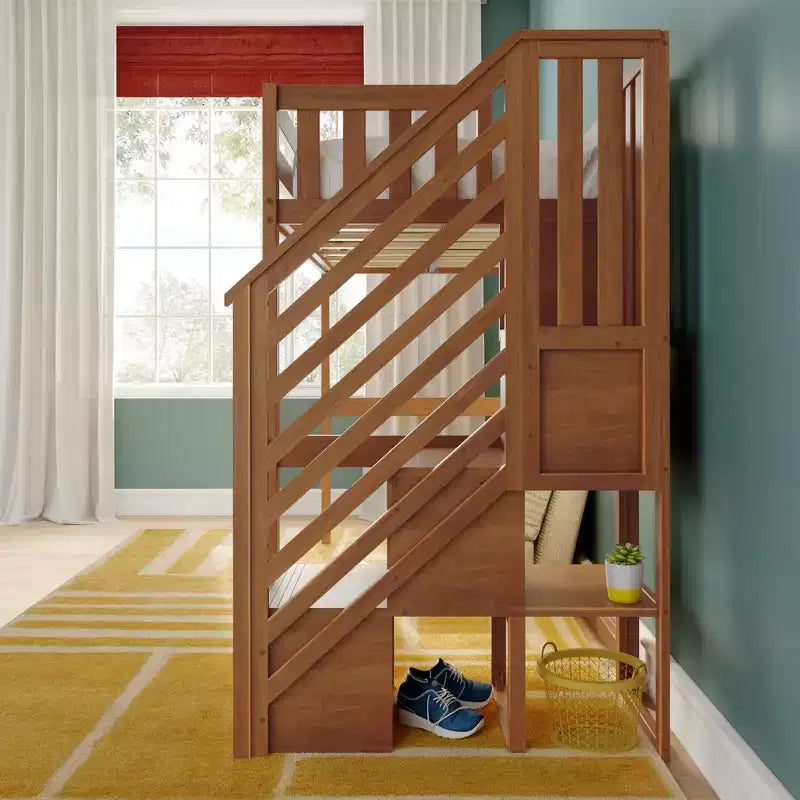 Lit superposé mezzanine double classique avec escalier, Meubles de chambre d'enfant, Design compact