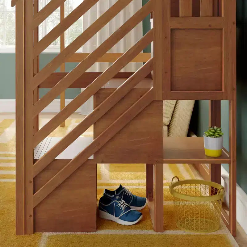 Lit superposé mezzanine double classique avec escalier, Meubles de chambre d'enfant, Design compact