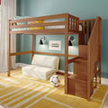 Lit superposé mezzanine double classique avec escalier, Meubles de chambre d'enfant, Design compact