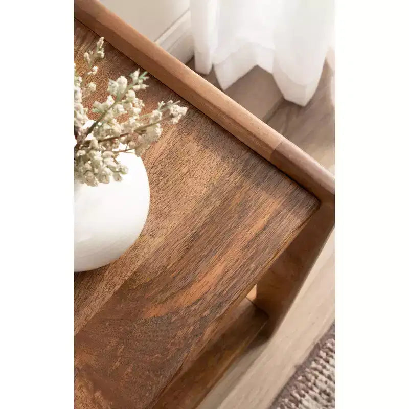Table d'appoint en bois, 16x14x22, Noyer marron, Table d'appoint minimaliste pour salon et chambre
