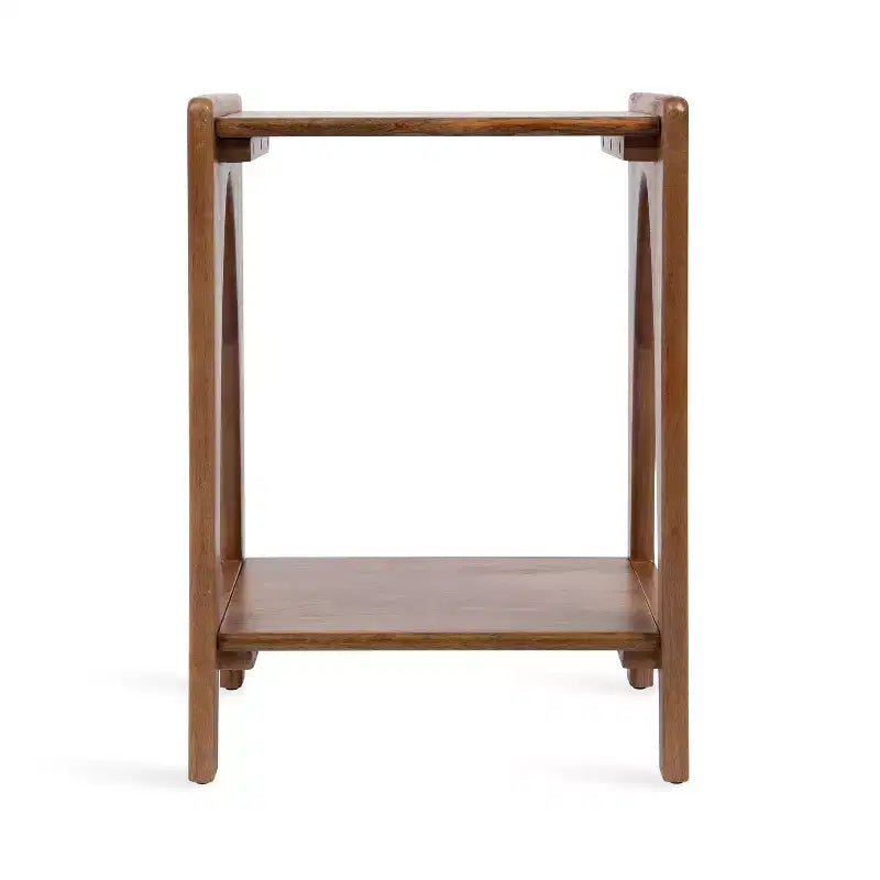 Table d'appoint en bois, 16x14x22, Noyer marron, Table d'appoint minimaliste pour salon et chambre