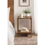 Table d'appoint en bois, 16x14x22, Noyer marron, Table d'appoint minimaliste pour salon et chambre