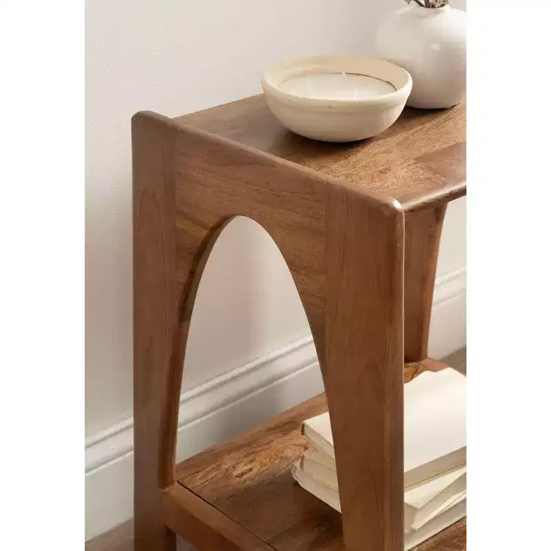Table d'appoint en bois, 16x14x22, Noyer marron, Table d'appoint minimaliste pour salon et chambre