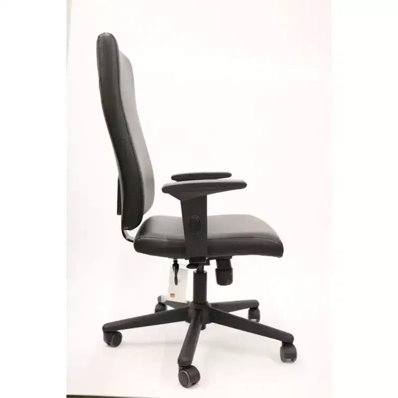 Chaise de bureau ergonomique à hauteur réglable, similicuir noir, pivotante, 118,4 cm H